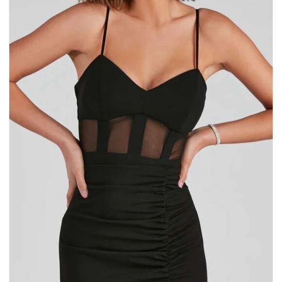 Windsor Women’s Size Small Formal Dress High Slit Black Strap Dress - Picture 15 of 16